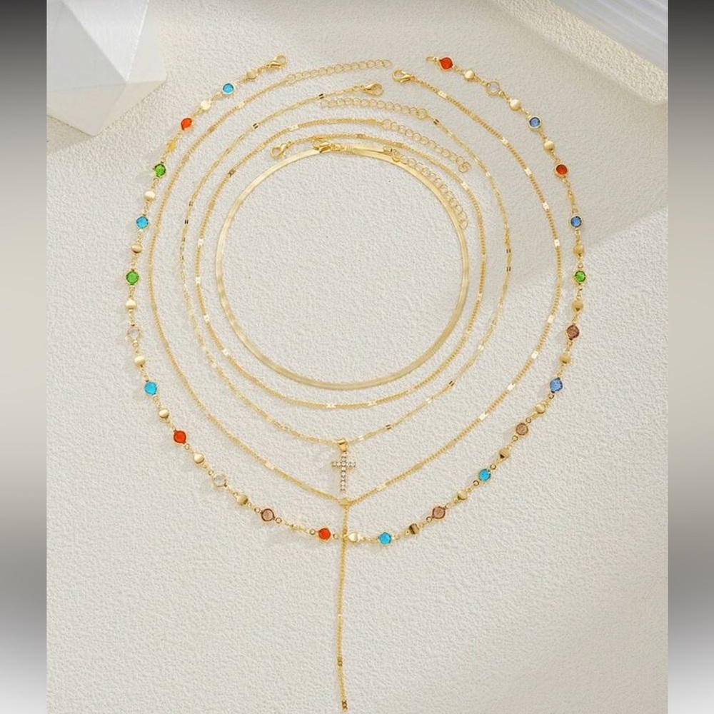 Gold Multi-Layer Necklace R39 - Picture 3 of 3